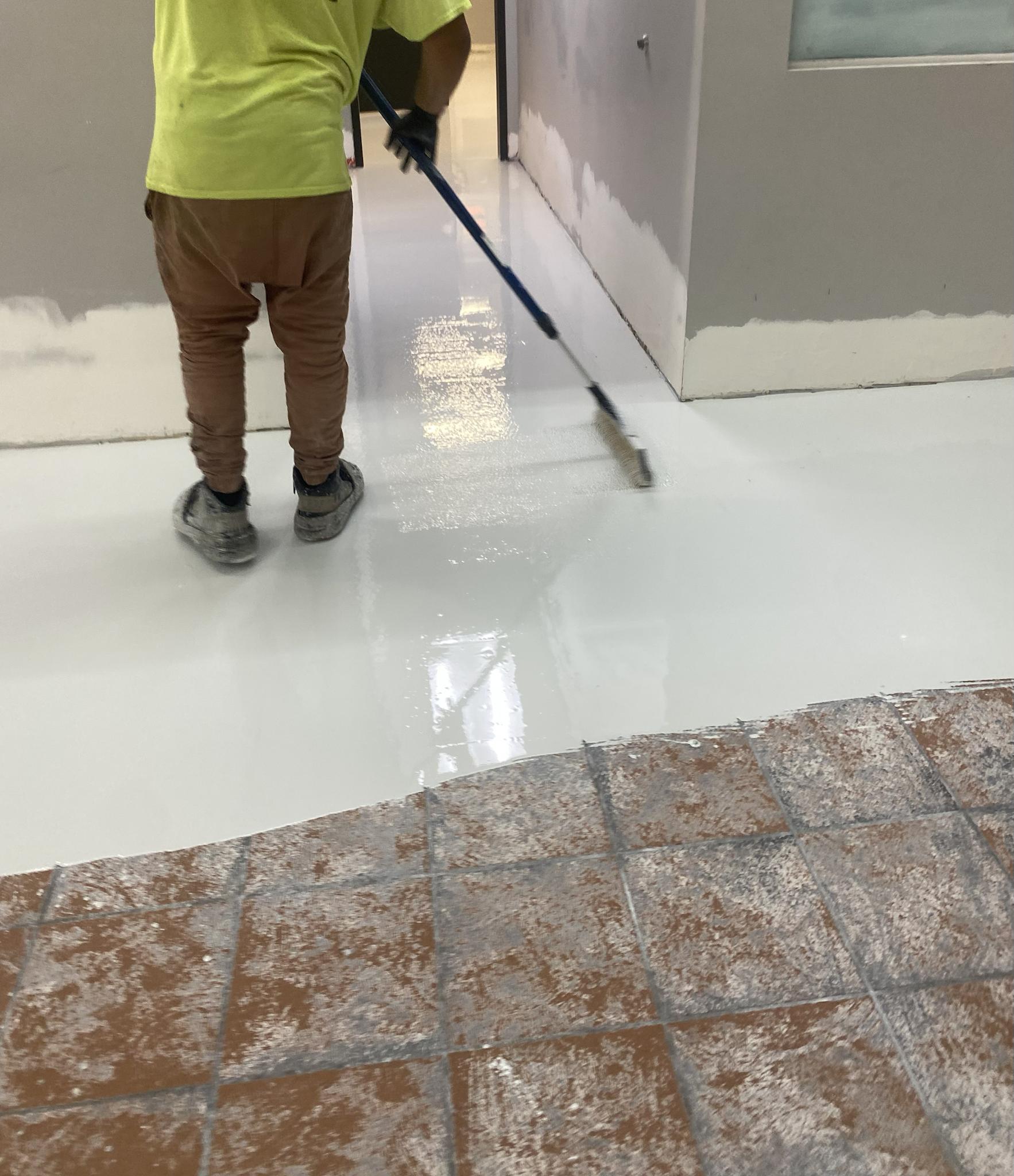 Slurry epoxy roller application