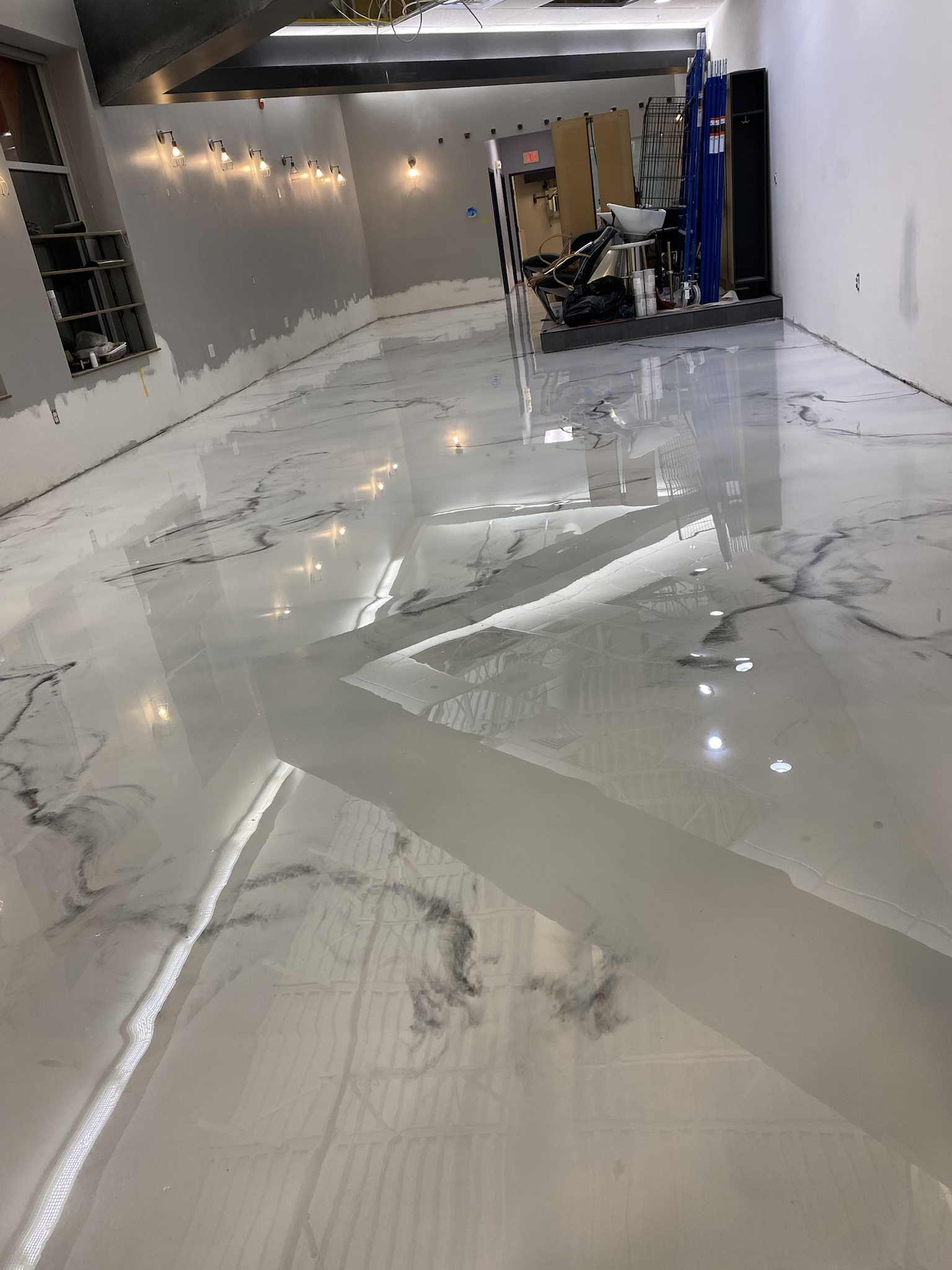 Marble Metallic Epoxy Salon Floor in Londonderry, NH